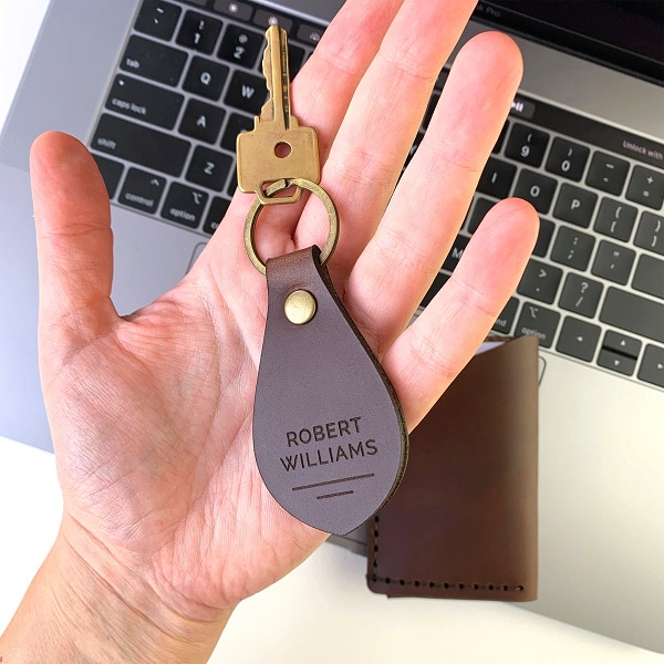 AK.id Gk004 Gantungan kunci keychain Unik kulit sapi asli 100% gratis custom laser logo bergaransi