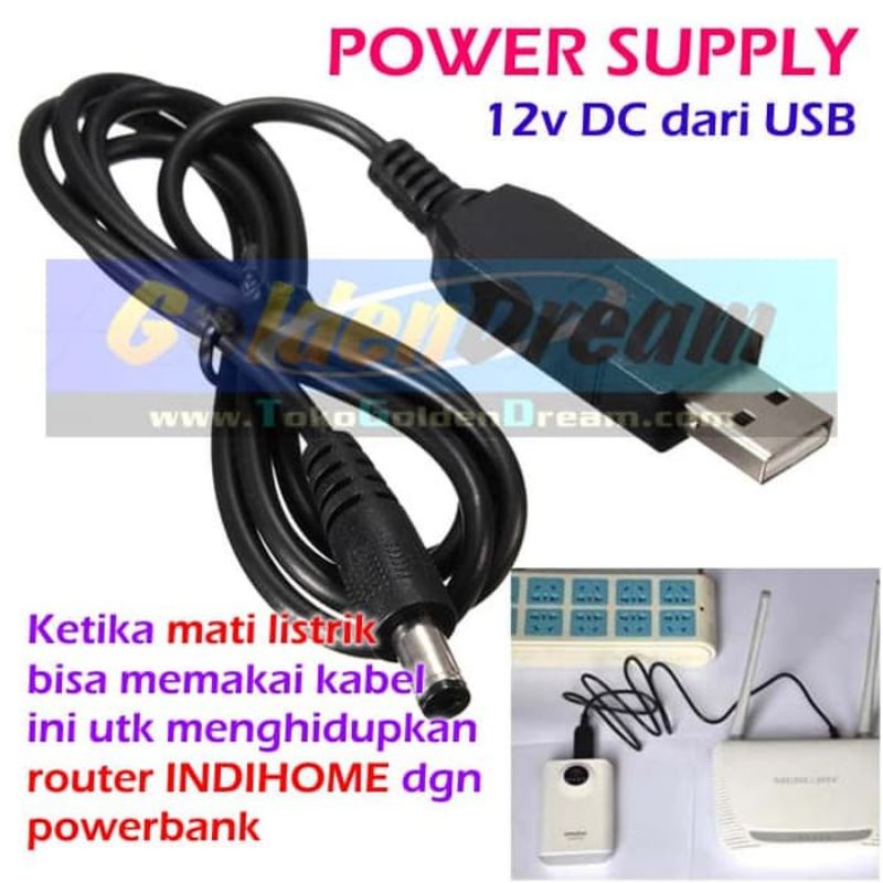 Kabel Adaptor Konverter Usb Power Boost Dc 5V Ke Dc 12V Untuk Alat Elektronik