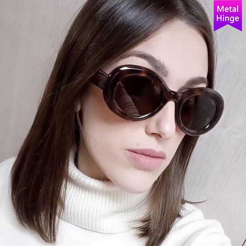 2021 new oval fashion European and American metal hinge sunglasses