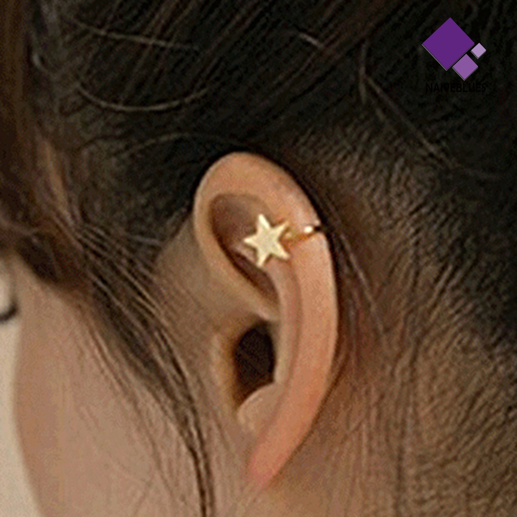 Anting Klip Tanpa Tindik Bentuk Hati Segitiga Bulan Bahan Alloy Untuk Wanita