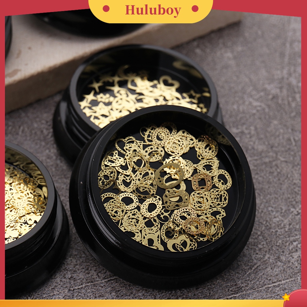 Huluboy Huluboy♡ Payet Logam Bentuk Hati Daun Mahkota Pita Untuk Aksesoris Perhiasan Nail Art