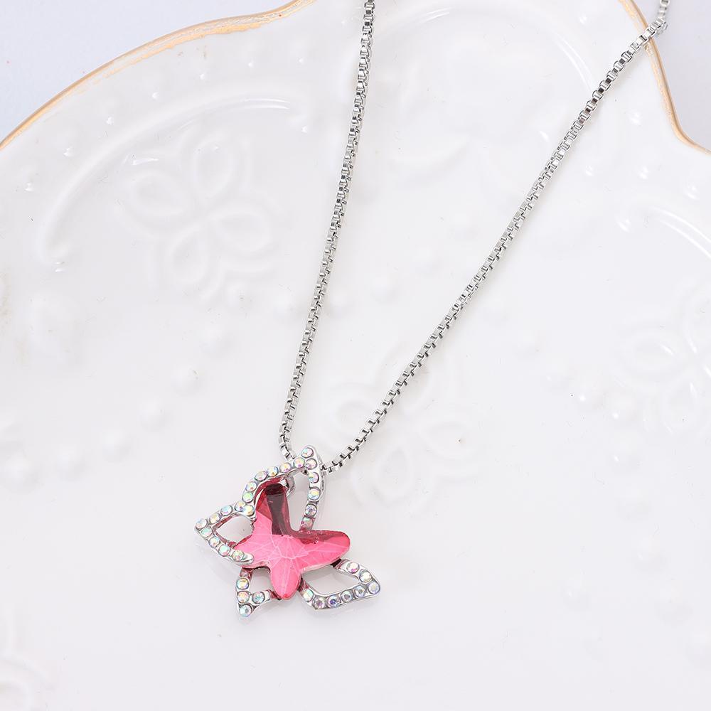 R-flower Butterfly Necklace Party Untuk Wanita Gadis Musim Panas Shiny Butterfly