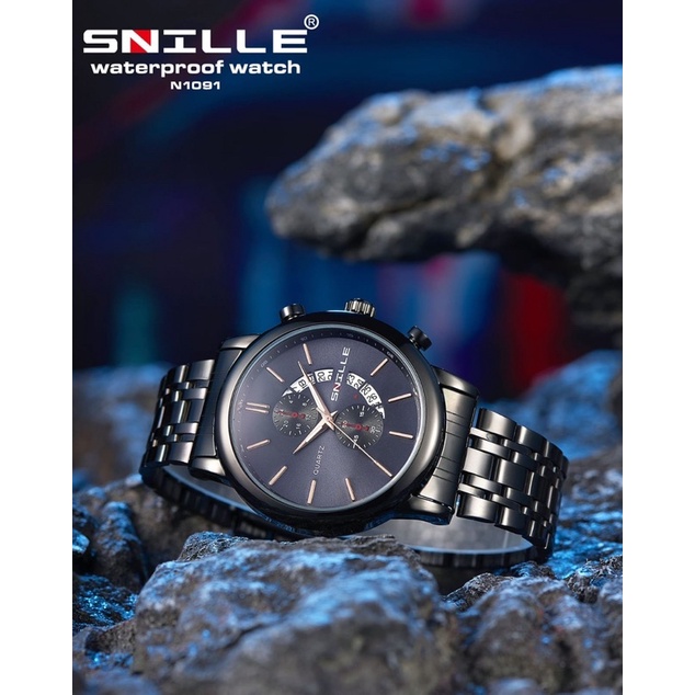 Jam Tangan Pria Rantai Snille Original Jam Rantai Tanggal Aktif Waterproof