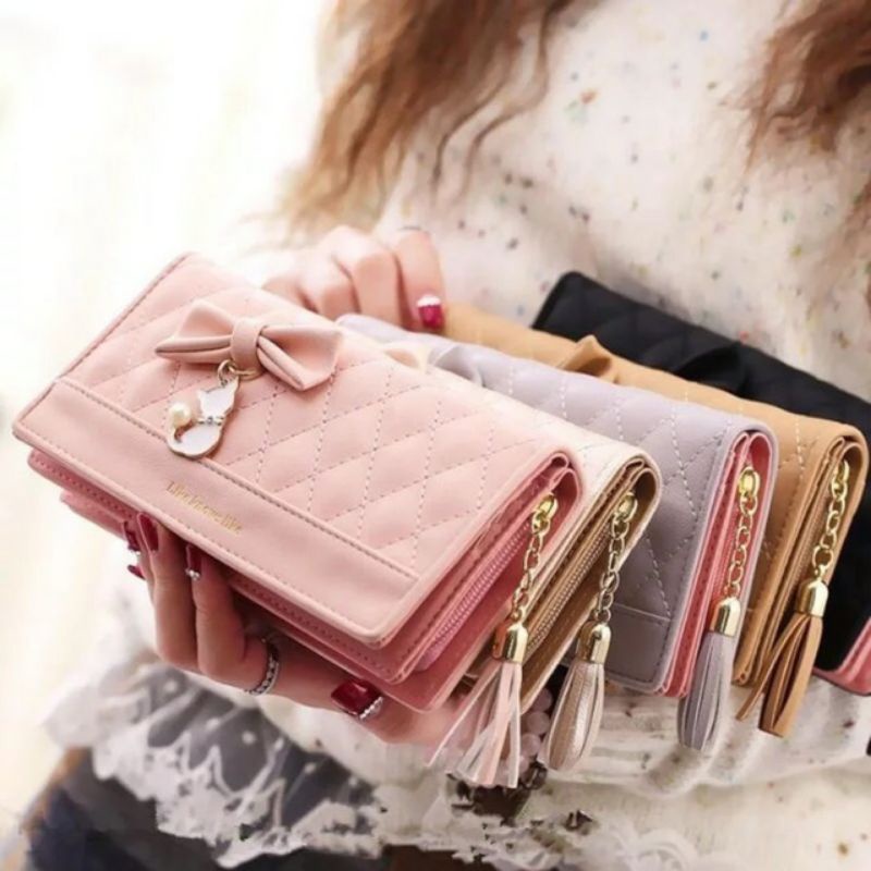 Dompet Panjang Wanita Kulit Sintetis | Dompet Stylish Cewek | Dompet Wanita Simple