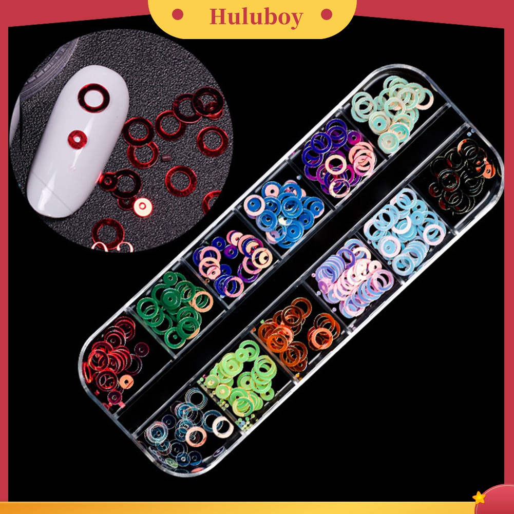 Huluboy Huluboy♡ Payet Glitter Bentuk Kupu-Kupu / Bintang / Hati / Lingkaran Untuk Dekorasi Manicure DIY