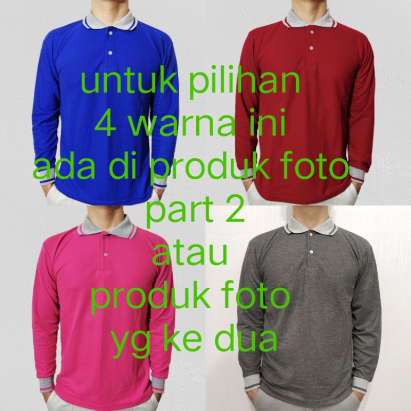 Kaos Polo shirt kerah polo Kerah Lakos Polos Lengan Panjang size M L XL XXL XXXL
