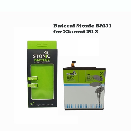 Baterai Xiaomi Mi3 Batre Socket Tanam Internal HP Smartphone BM31 Battery Stonic Double Power IC Protection