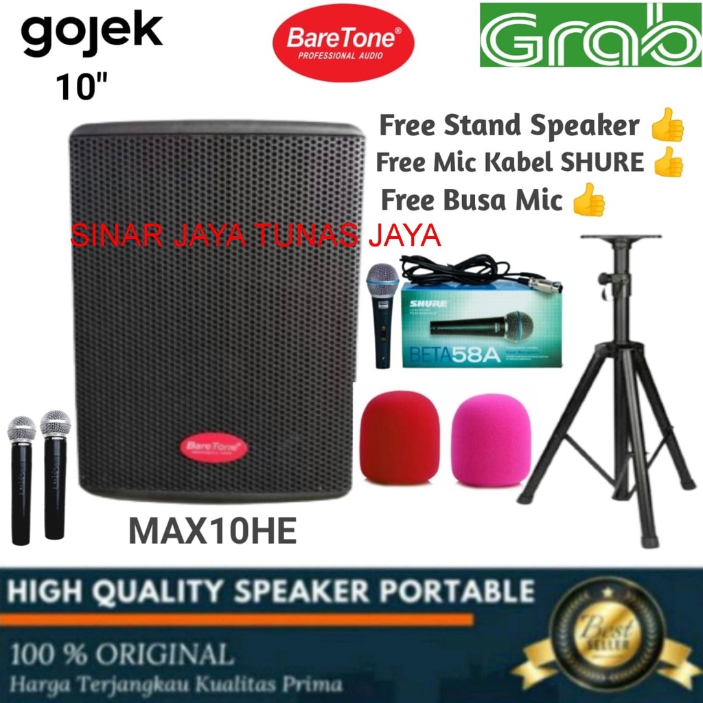 Speaker Aktif Baretone 10inch max 10 He Portable max 10he Wireless