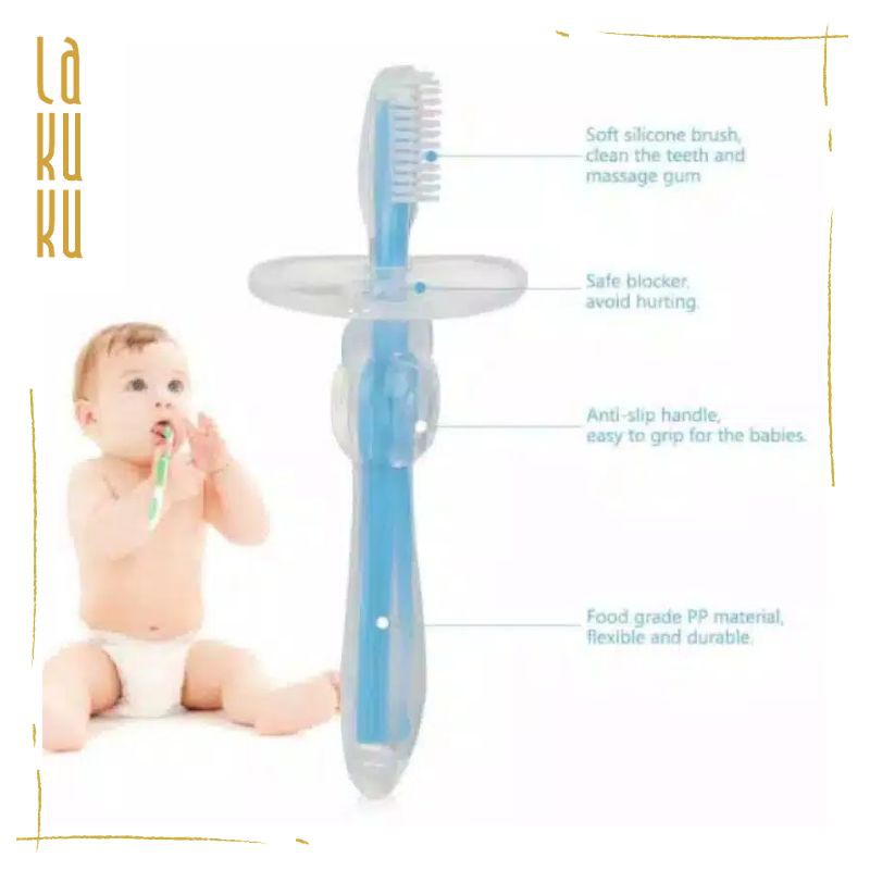 Silicone Tooth Brush 1st step (Food Grade)- Sikat Gigi Bayi Anak bahan silikon