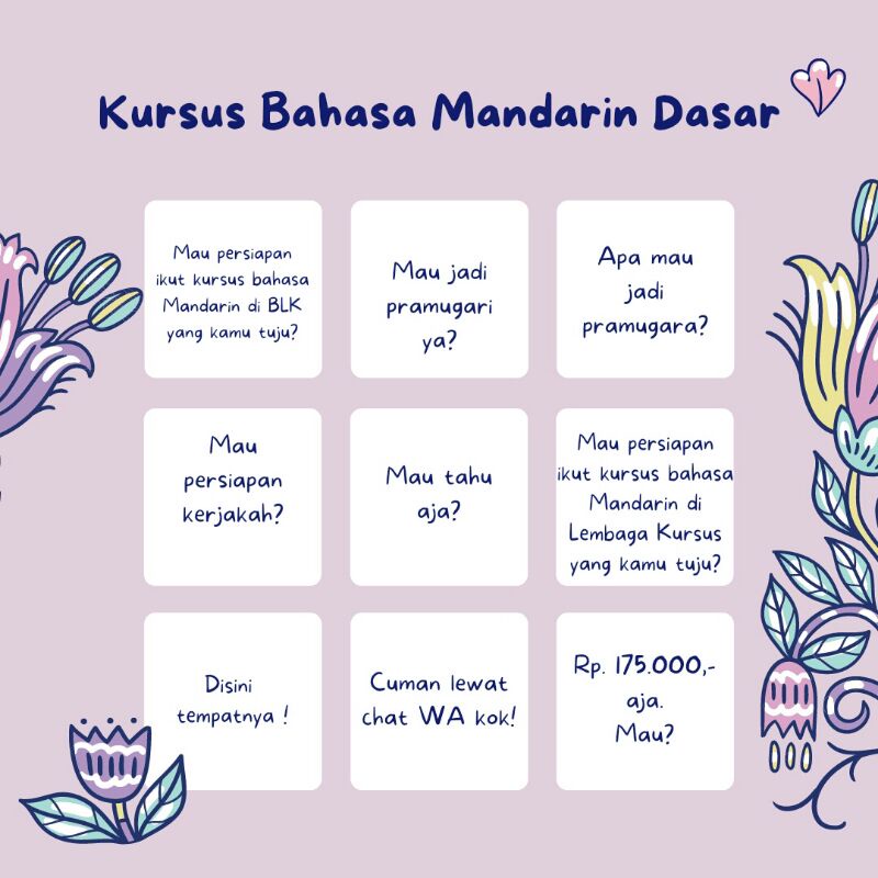 Kursus Bahasa Mandarin Dasar