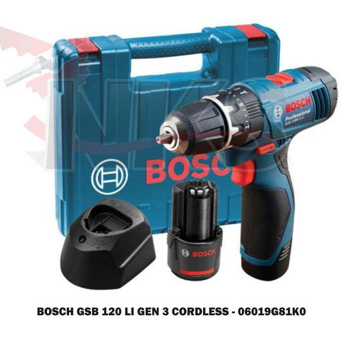 Promo - Bosch Gsb 120-Li Cordless Impact Drill / Bor Tembok Baterai Original