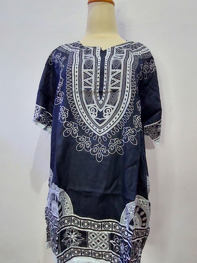 Kaos Dashiki Kaos Jefri Kaos Etnik Dasar Putih Garis Warna