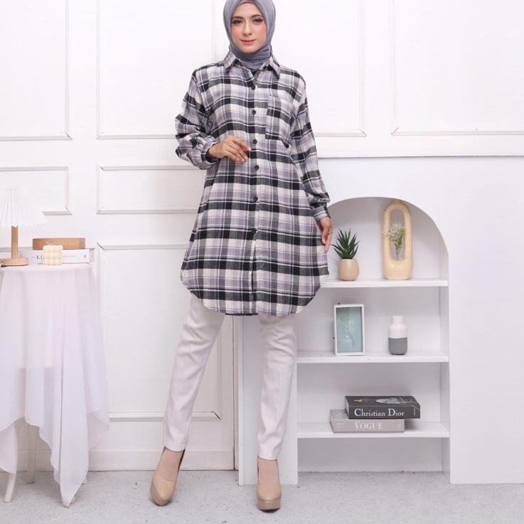 ⚡️HARGA GROSIR⚡️ TUNIK FLANEL KOTAK KERAH KANCING BUSUI FRIENDLY TARTAN JUMBO XXL GROSIR NYAMAN PGMT