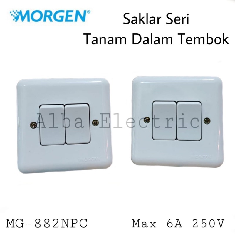 IB Saklar Seri MORGEN MG882NPC Saklar Double Switch Putih Saklar Seri Dalam Tembok