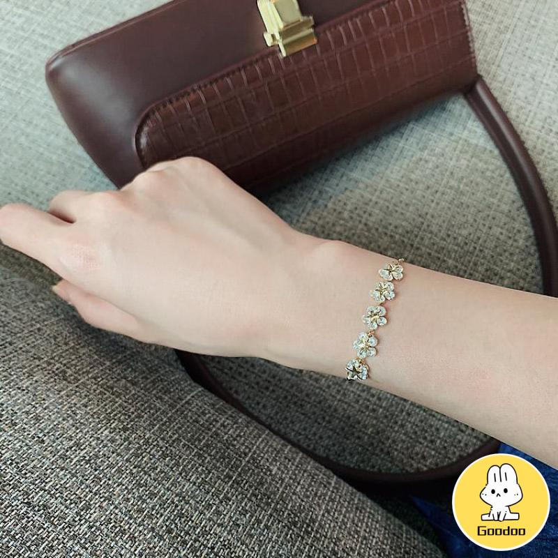 Wanita Korea Gelang Mewah Zirkon Bunga Gelang Berlian Imitasi Emas Fashion Perhiasan Grosir -Doo
