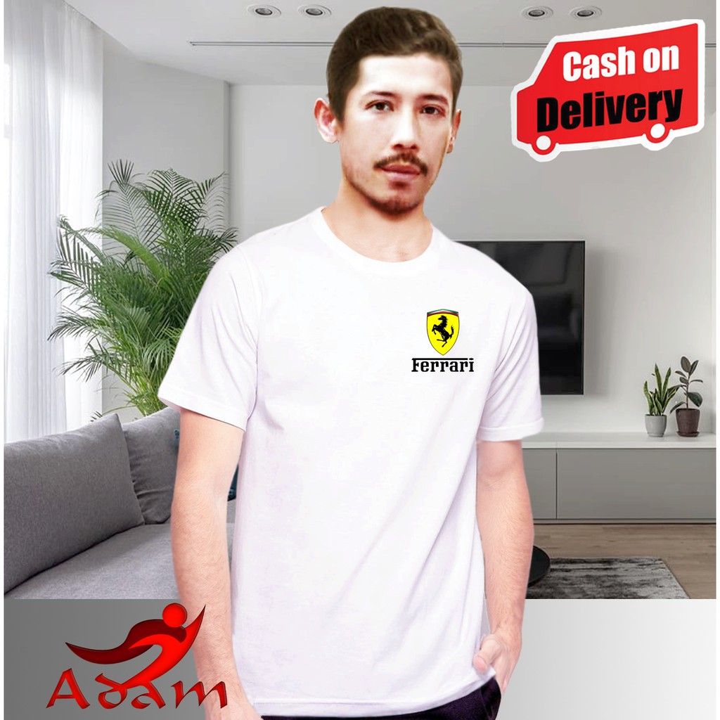 Baju Kaos Pria / Wanita T-Shirt Distro Atasan Ferrari Gambar Delapan Belakang