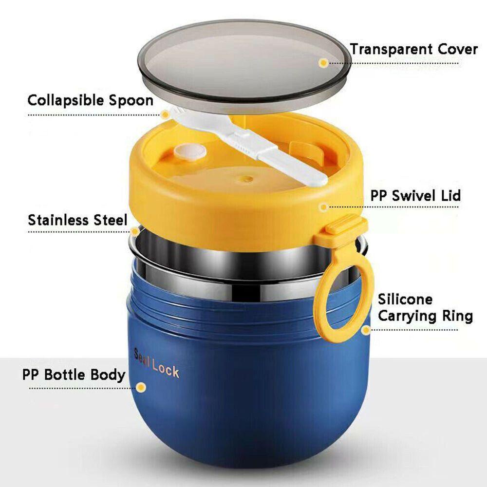 Solighter 600ML Lunch Box Stainless Steel Cangkir Sup Vacuum Cup Insulated Jar