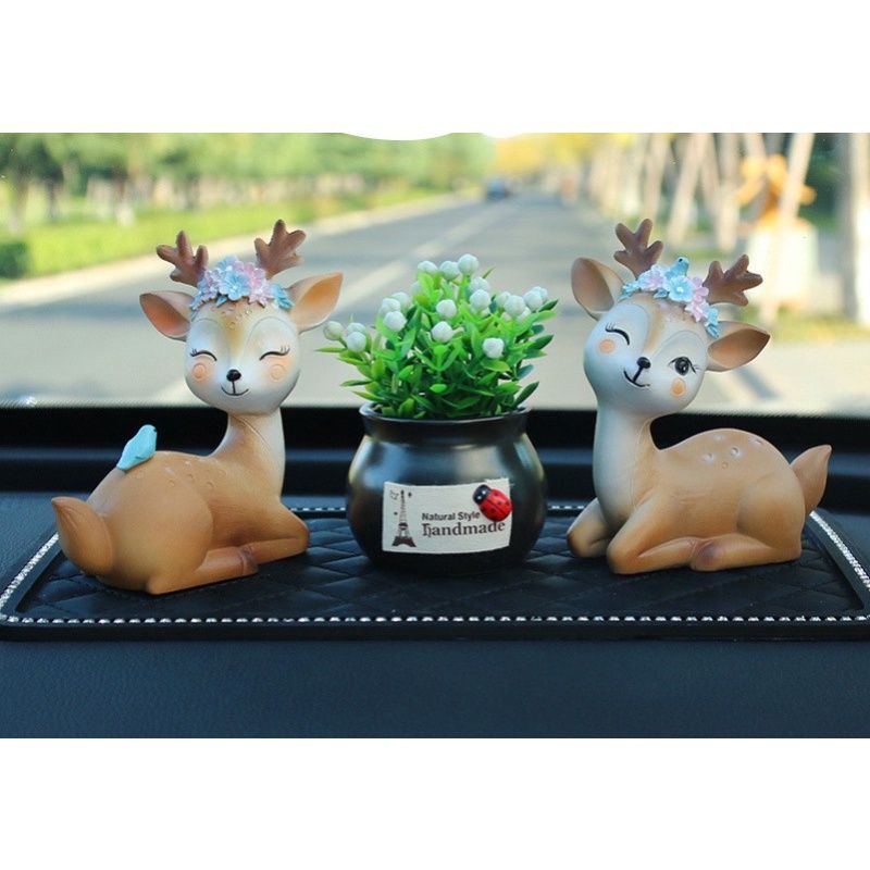 NEW CUTTIE COUPLE DEER Rusa Pajangan Dashboard Mobil / Rumah Bahan Plastik Padat