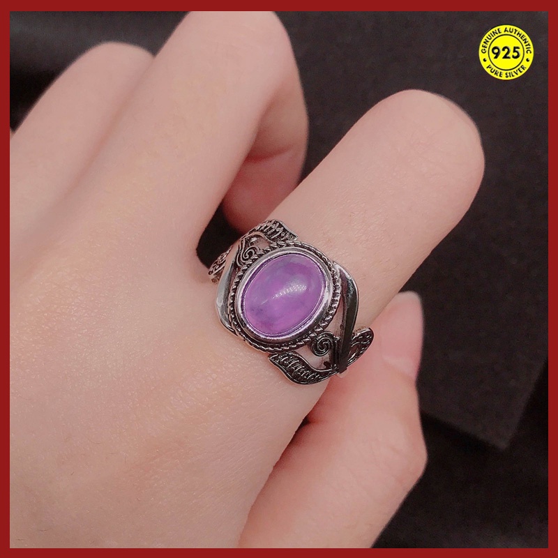 Cincin Berlian Imitasi Amethyst Bahan S925 Silver Untuk Perhiasan