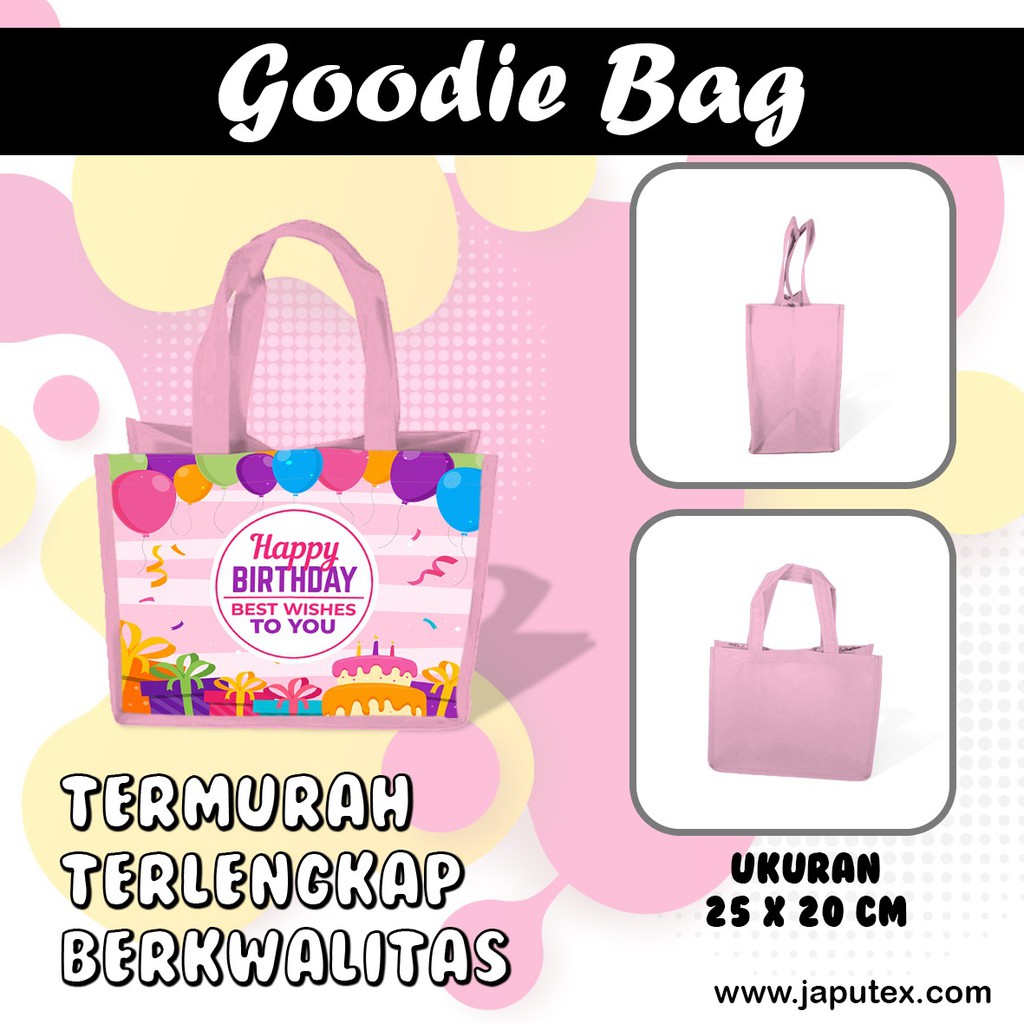 Tas Ultah Tema Happy Birthday01 Goodie Bag Souvenir Ulang Tahun Aqiqah Nama Foto Kartun Anak Lucu-peach