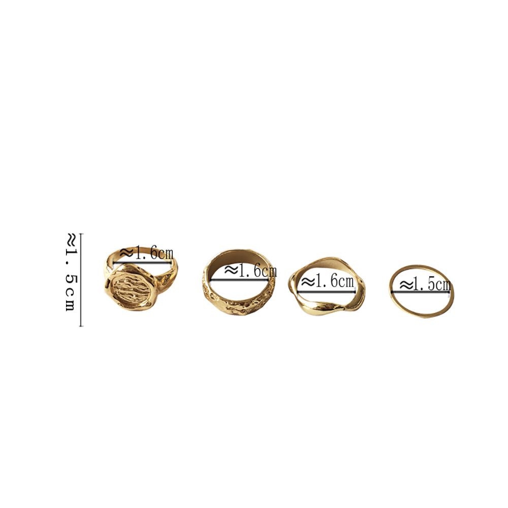 Set Cincin Bentuk Koin Geometris Warna-Warni Bahan Alloy Gaya Korea Untuk Wanita