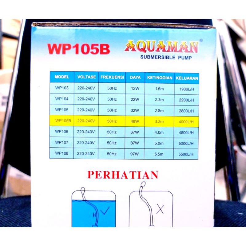 PROMO MURAH Pompa kolam hidroponik AQUAMAN WP 105B