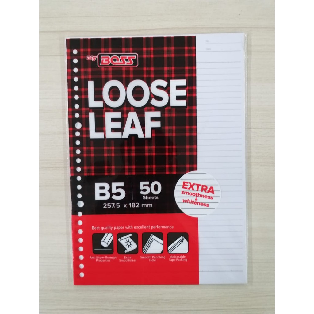 

Loose Leaf Garis B5 - 50 Lembar / Kertas Loose Leaf Big Boss A5 08711001