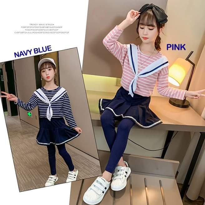 Setelan Anak Perempuan Teenager Sailor Japan Stripe