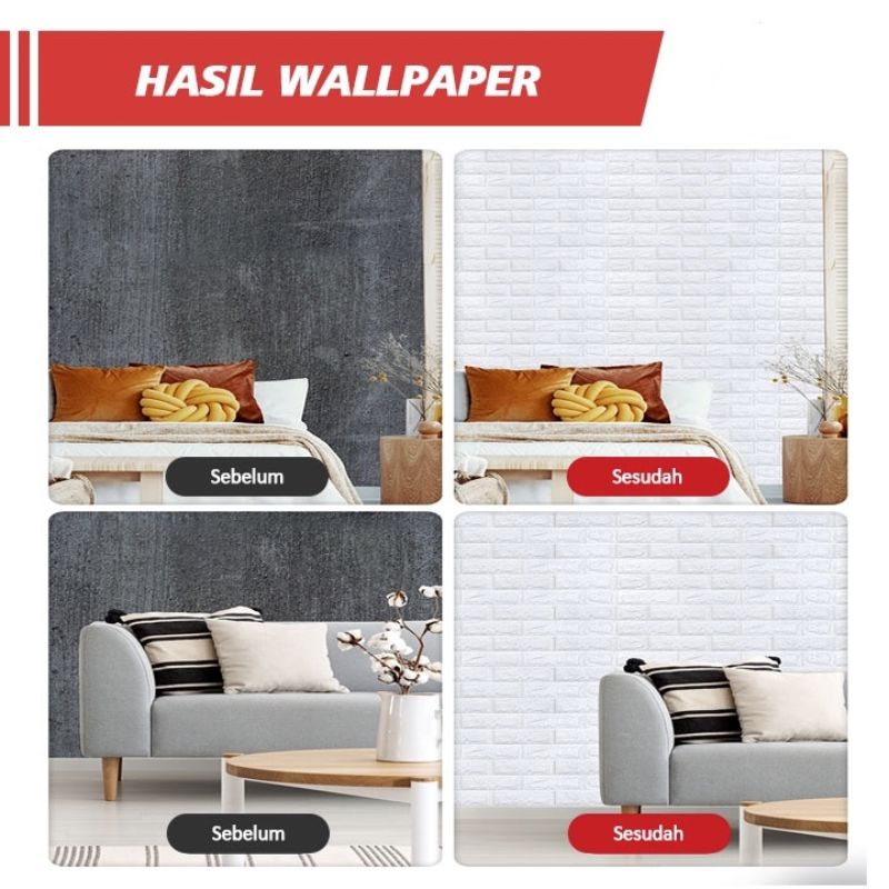 ( TERMURAH ) WALLPAPER 3D BATA ROLL FOAM PE HIGH QUALITY