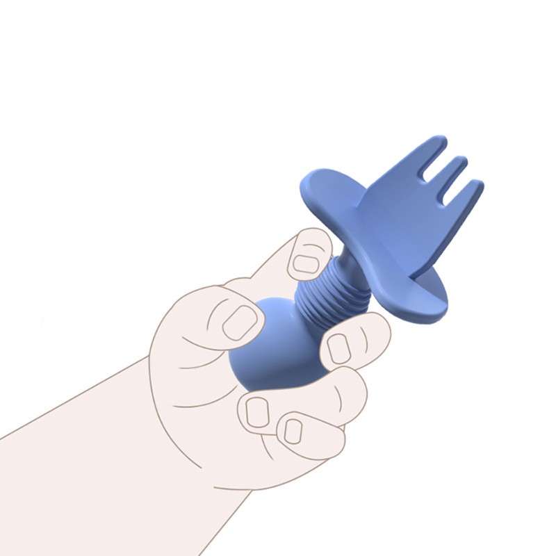 Mary 2pcs / Set Mainan Teether Sendok + Garpu Bahan Silikon Anti Slip Bpa Free Untuk Bayi Belajar Makan