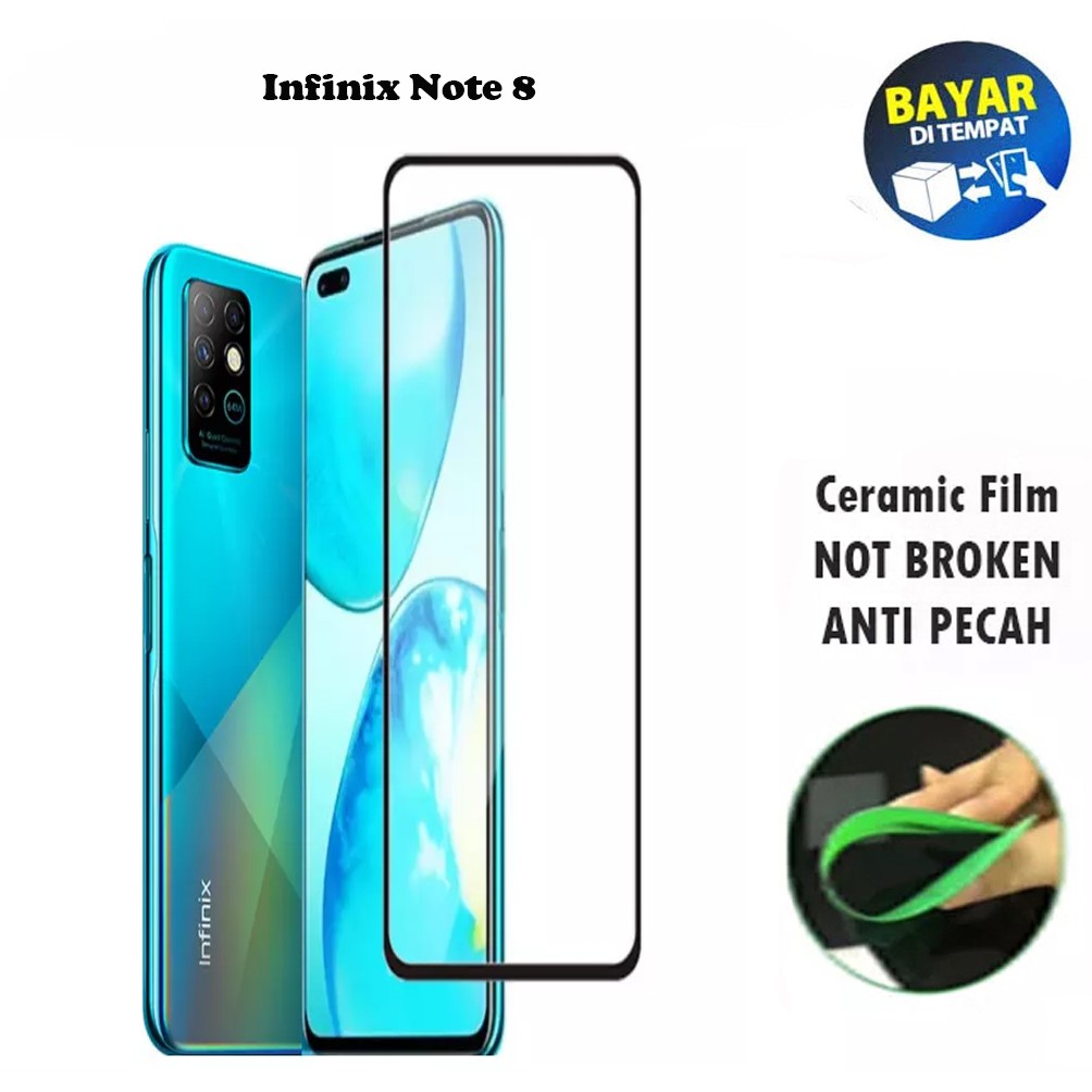 Tempered Glass Infinix Note 8 Full Cover / Full Screen Ceramic Film Anti Gores