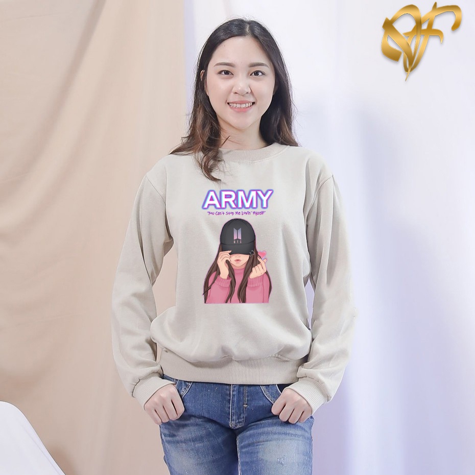 Sweater BTS Army Aesthetic Korean Style | Sweter BT21 BTS Pria &amp; Wanita | Dhea Fashion