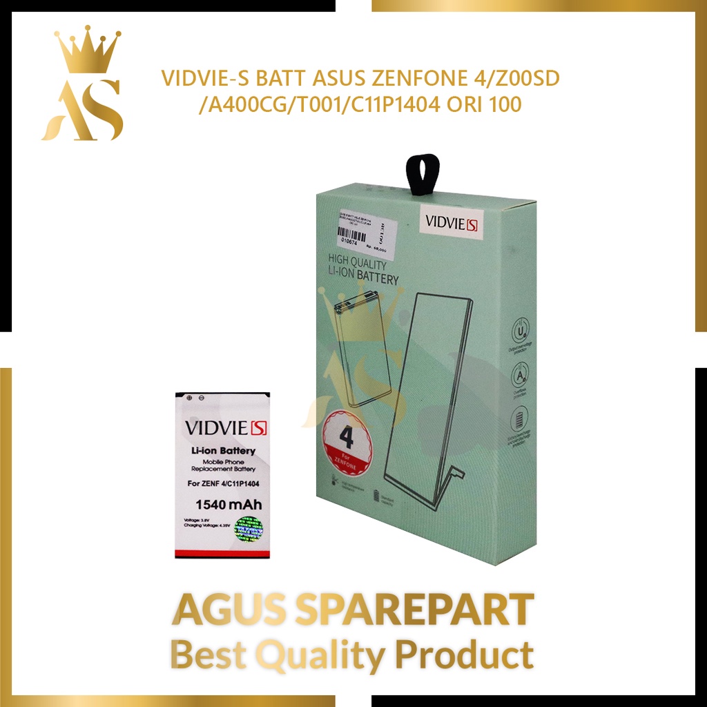 VIDVIE-S BATERAI ASUS ZENFONE 4 / Z00SD / A400CG / T001 / C11P1404 ORI 100 / BATTERY / BATRE