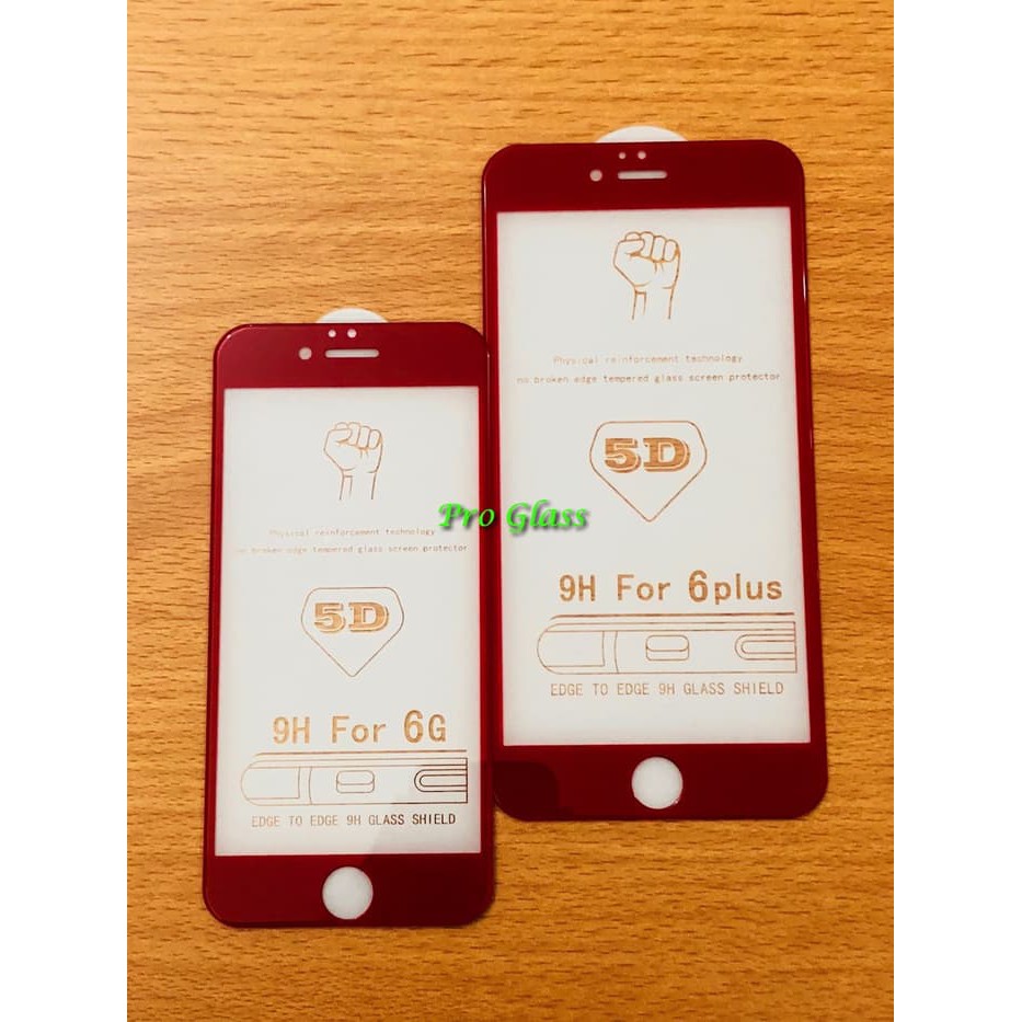 Iphone 6/6+/7/8/7+/8+ 5D FULL Cover Red Premium Tempered Glass