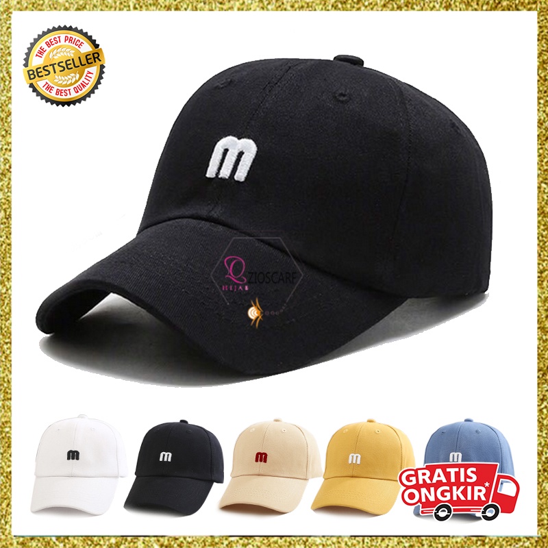 Topi Baseball Pria Dewasa Motif Huruf M Distro Cap Olahraga Sport Tennis Kualitas terbaik TTM