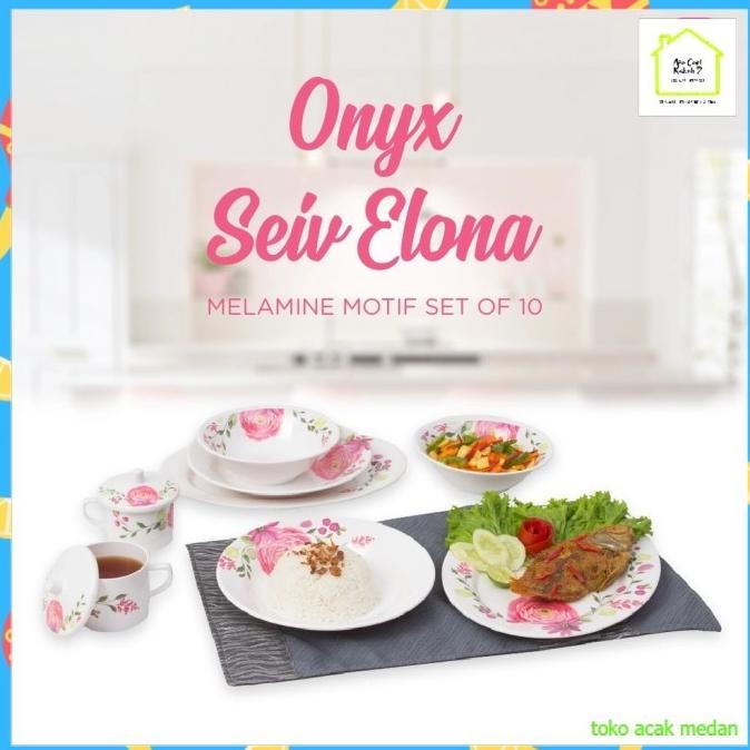 <<<<<] ONYX Seiv Elona Piring Makan Melamin Set 10pcs / Peralatan Makan Set