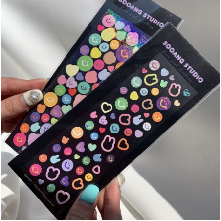 

[ Sticker Smile Party ] READY INA SOOANG Studio 수앙 스튜디오 | Original Sooangs KR deco stiker photocard colorful colourful rainbow smiley korean brand journal polco polcos pc holder journaling