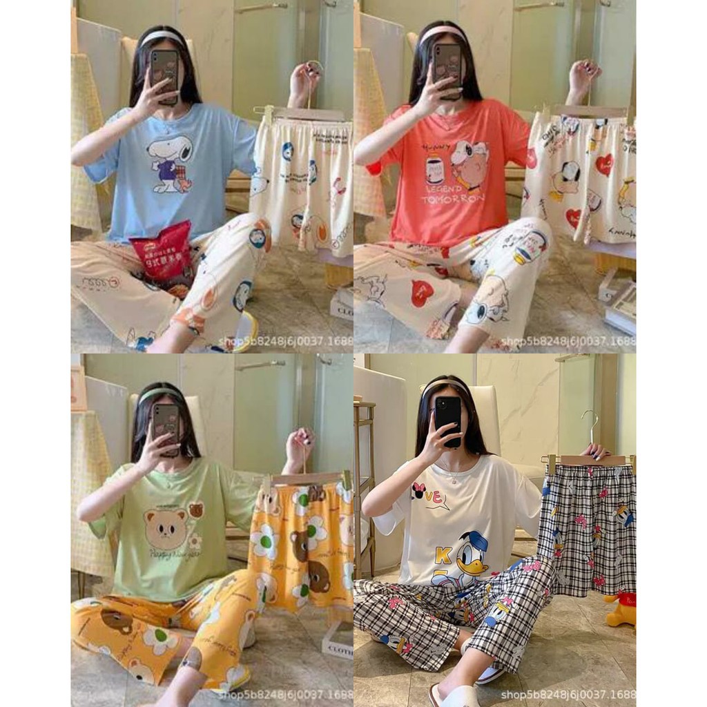 SHOEGALLERY TG1483 Set baju tidur piyama celana panjang import