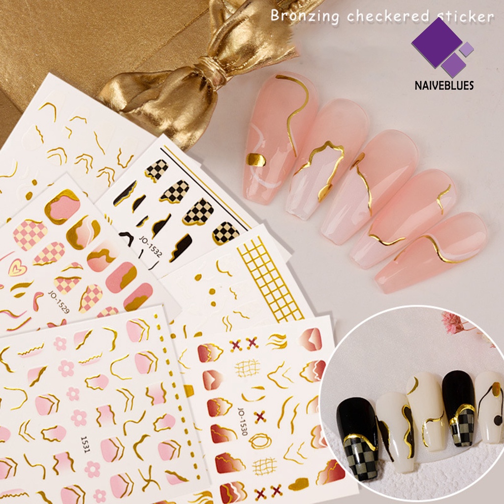 Naiveblue &gt; Stiker Kuku 3D Ultra Tipis Motif Geometri Untuk Dekorasi Nail Art / Manicure