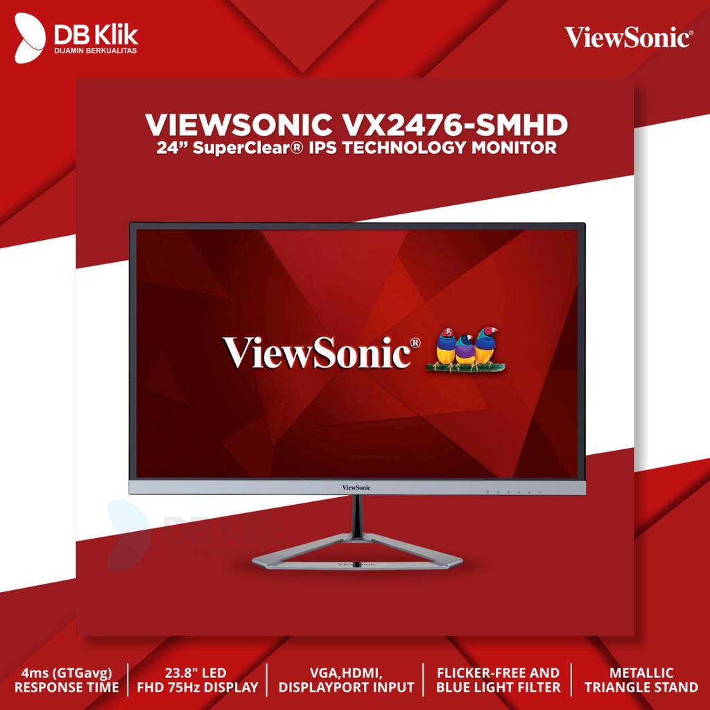 LED Monitor Viewsonic VX2476-SMHD 23.8" Full HD HDMI DP - VX2476 24 Inch