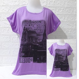 Kaos Jumbo motif LONDON/oblong Wanita lengan manset