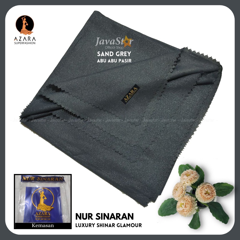 (GROSIR COD) Jilbab Azara luxury NUR sinar glamour Laser Cut kerudung hijab segiempat glowing-Sand Grey