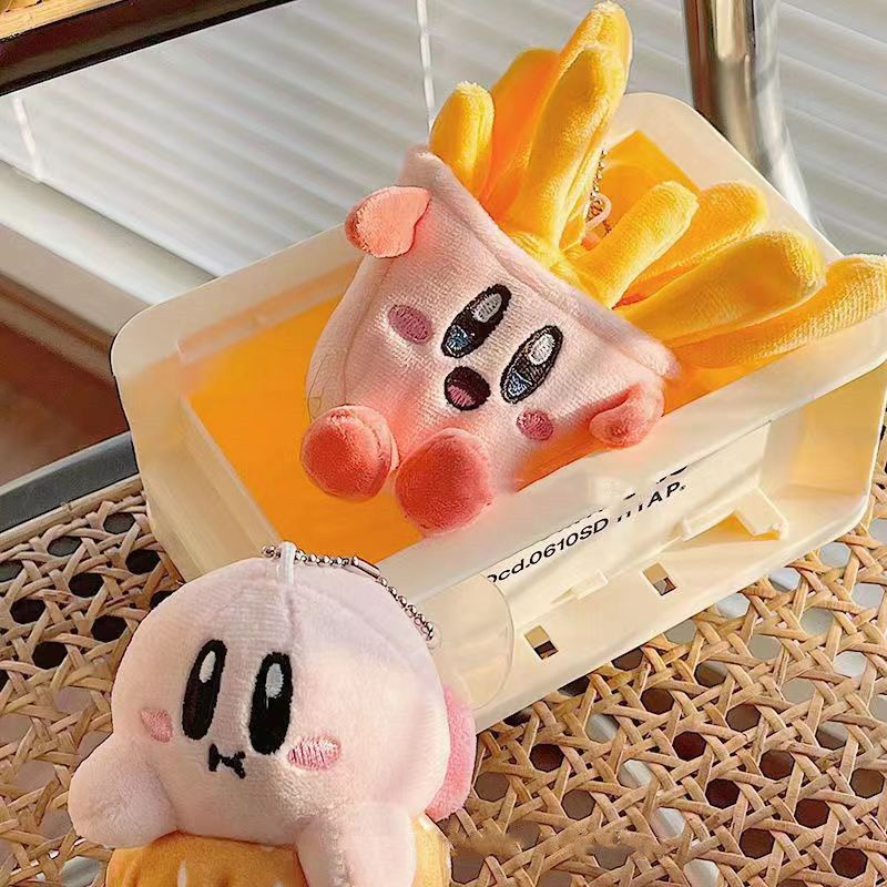 Burger Star Kirby Doll Bag Pendant Ins French Fries Plush Doll Bag Keychain Kawaii Anime Plush for Girl Birthday Gift