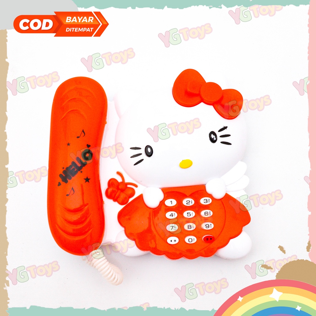 YGtoys Mainan Telepon Anak Perempuan Cewek Karakter Hello Kitty Mainan Musik Music Phone