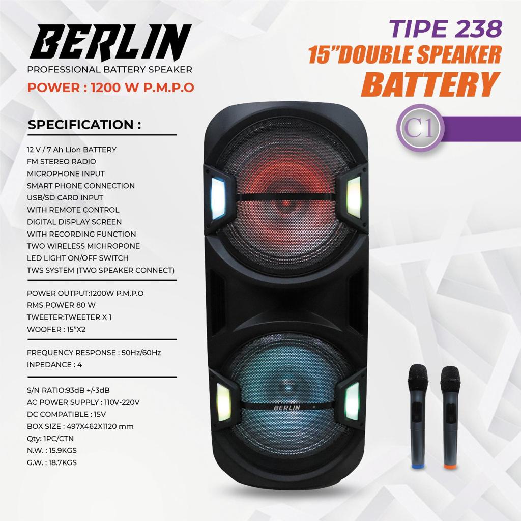 Speaker Portable Professional BERLIN 238 / 15inch Double Speaker