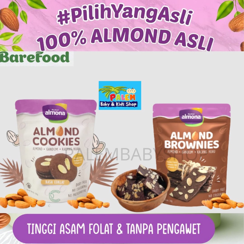 Almona Almond Cookies 100gr Cemilan Sehat Dairy Free / Almona Almond Brownies 50gr / Cookies Brownies