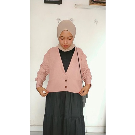 CARDIGAN WAFLE PREMIUM / TISYA CARDI/ CARDIGAN CROP WAFLE / KARDIGAN WAFLE /