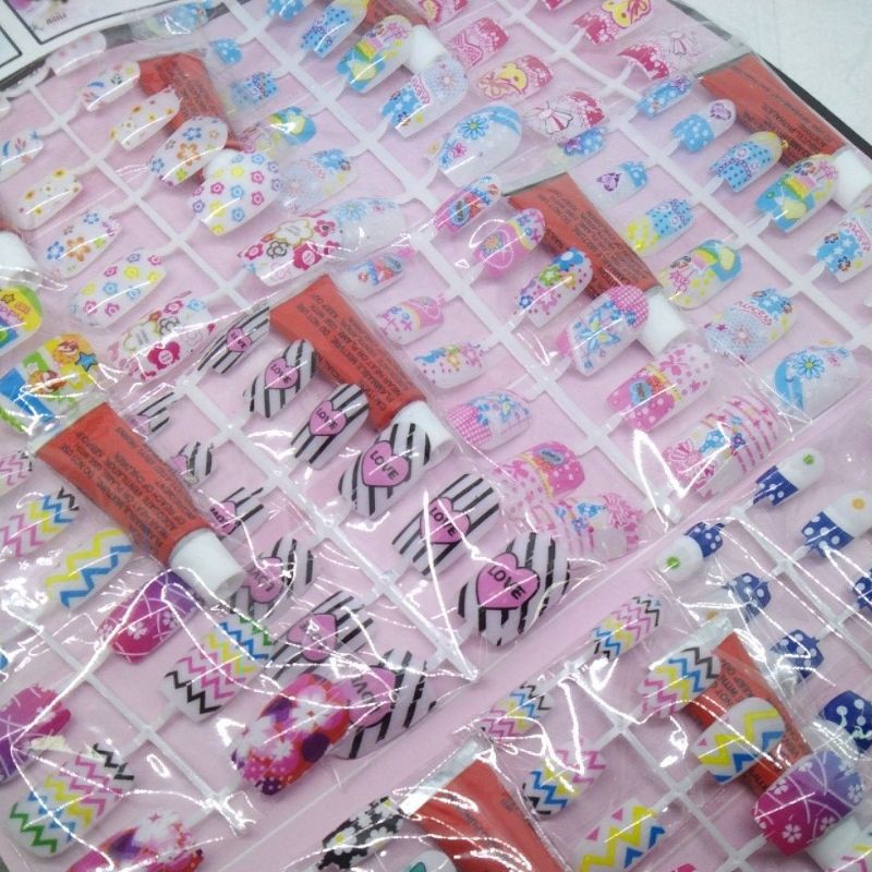 JG - Mainan Kuku Palsu Anak Perempuan Beauty Nail Kuku Palsu Motif ANAK LUCU MURAH KUKU PALSU MURAH