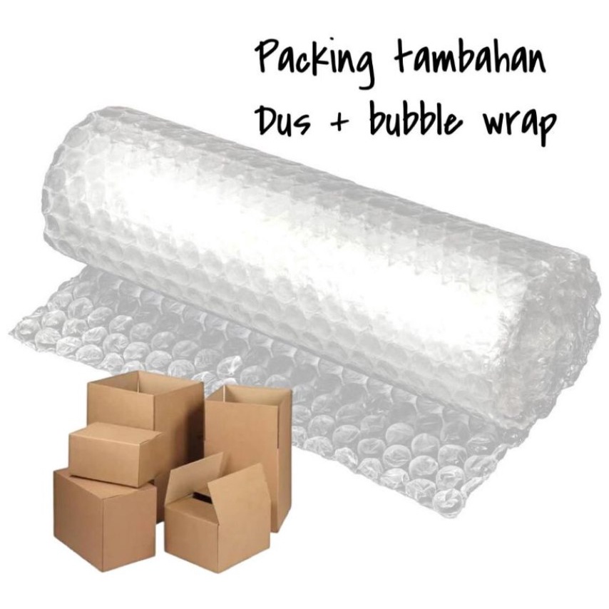 Packing tambahan kardus + bubble wrap agar paket lebih aman