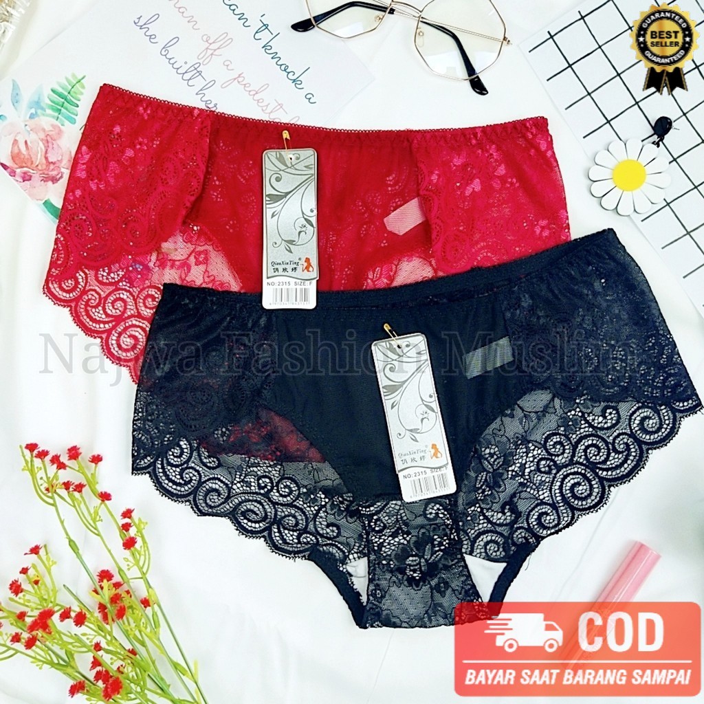 novi.olshop Celana Dalam BRUKAT/ CD WANITA SEXY UNDIES BOXY LACE UNDERWEAR PAKAIAN DALAM WANITA